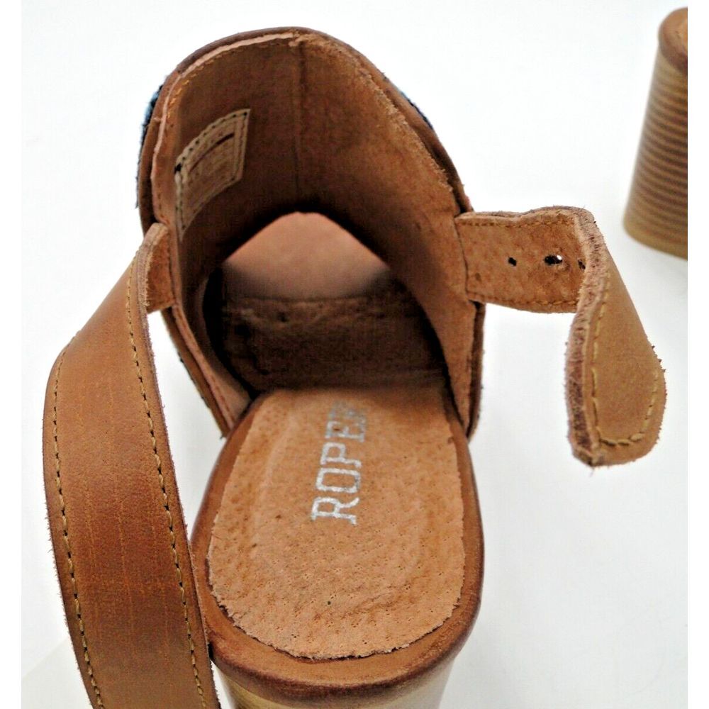 Roper Womens 6.5 Mika Aztec Tapestry Buckle Heel Sandal Slingback Leather New - Picture 9 of 16